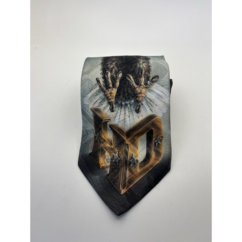Ralph Marlin Tie Necktie Harley Davidson Touchdown Bald Eagle 4"W 56"L Vtg